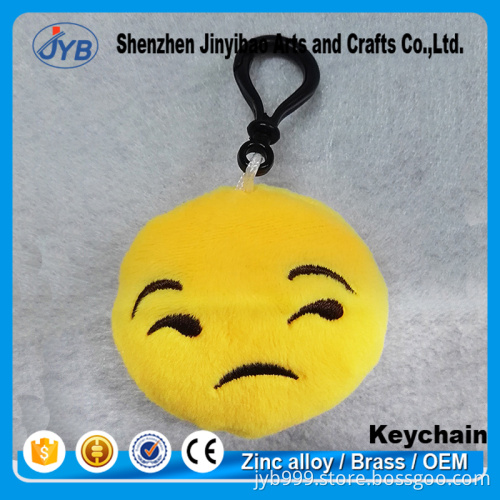 cheap price wholesale furry cute emoji keychain various expression faces keyring